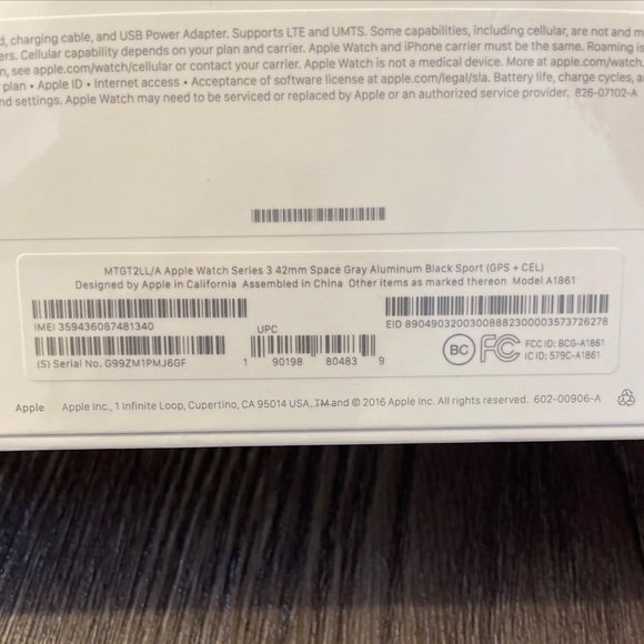 Apple Watch Series 3 42mm Space Gray Aluminum w/ Black Sport Band - GPS+Cellular - Picture 7 of 8